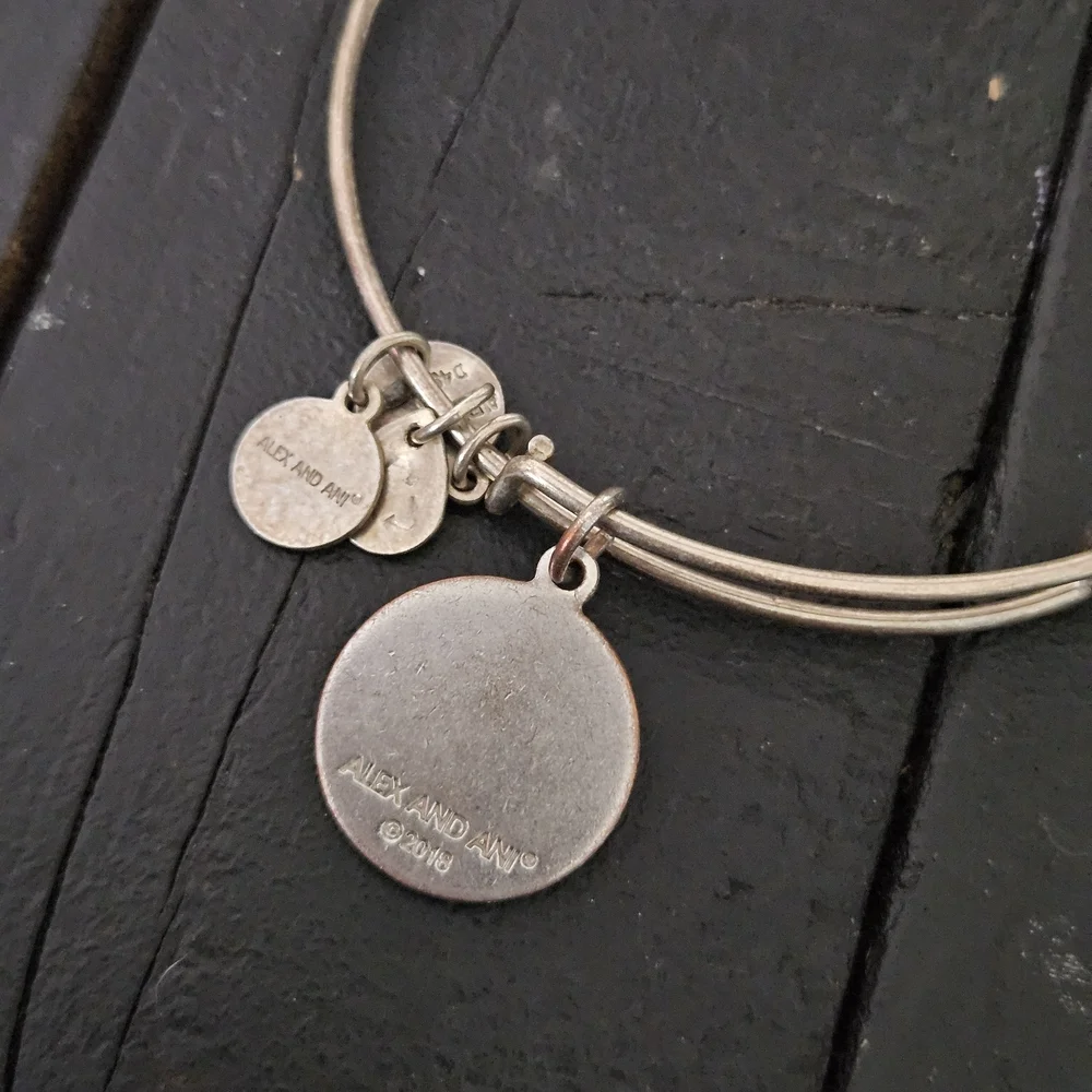 Alex and Ani Silver Blue Believe Charm Bracelet
